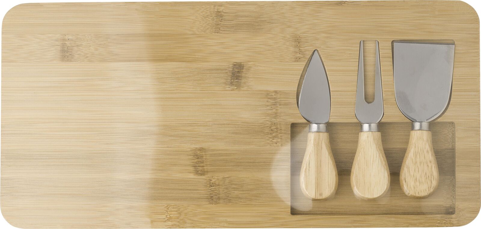 Tagliere per formaggi in bamb&ugrave;, incluso tre utensili Regina