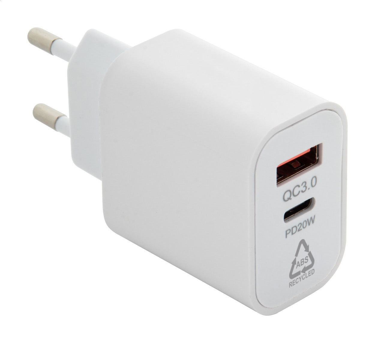 Recharge. Caricabatterie USB da parete in ABS riciclato (RABS) - AP864017