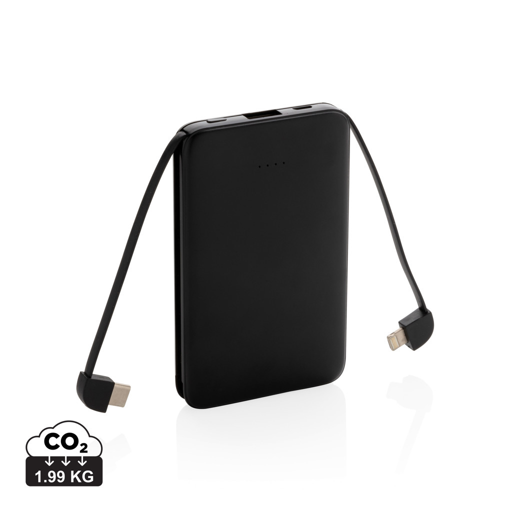 Powerbank tascabile 5.000 mAh con cavi integrati - P322.08