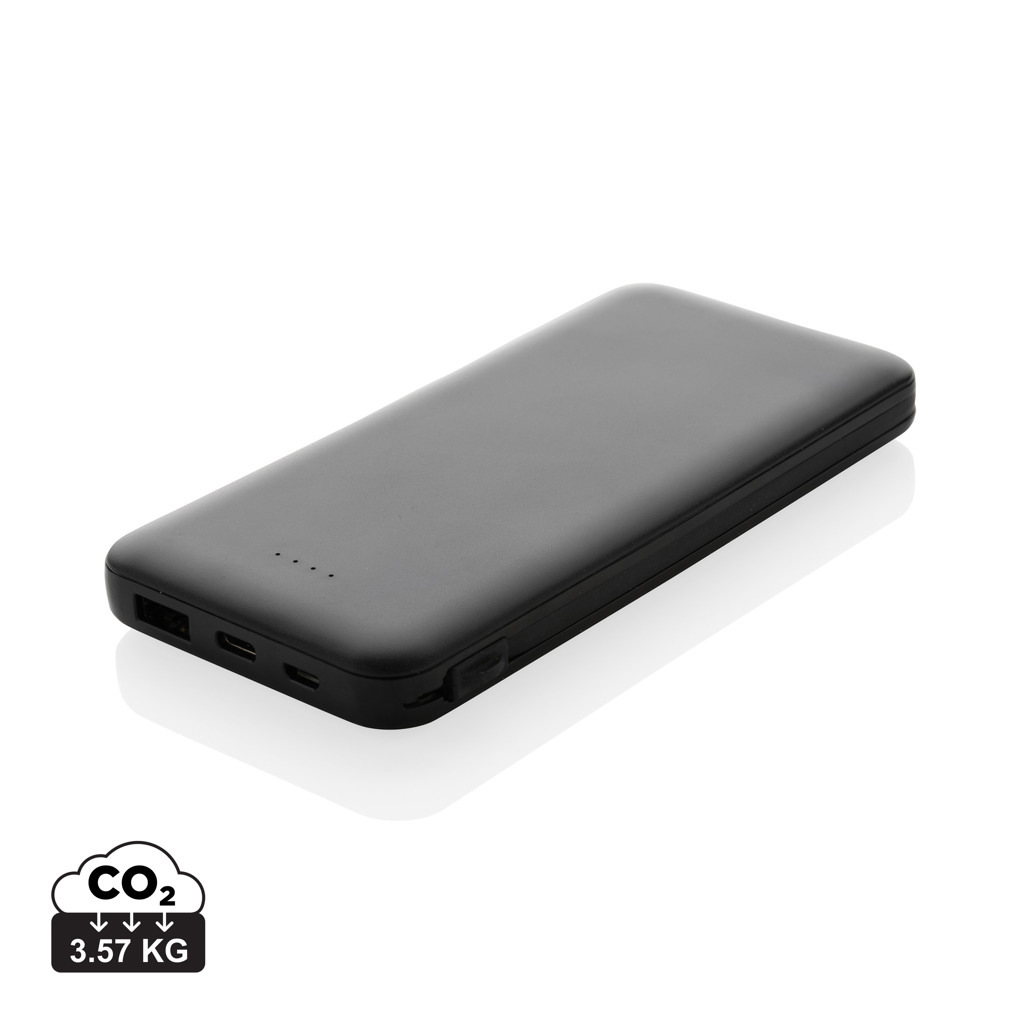 Powerbank Lockhart RCS in plastica riciclata 10.000 con cavi - P322.43