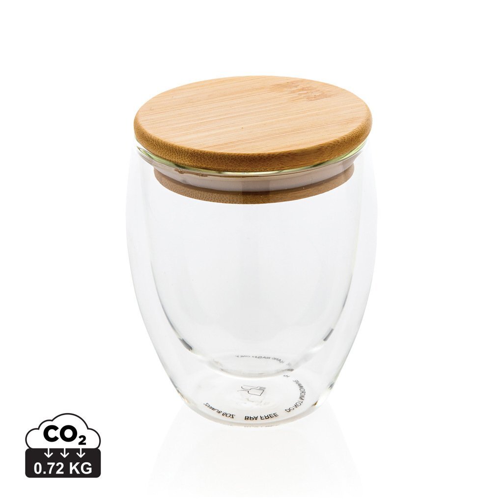 XD Design | Bicchiere in vetro borosilicato con tappo in bamb&ugrave; 250ml - P432.10