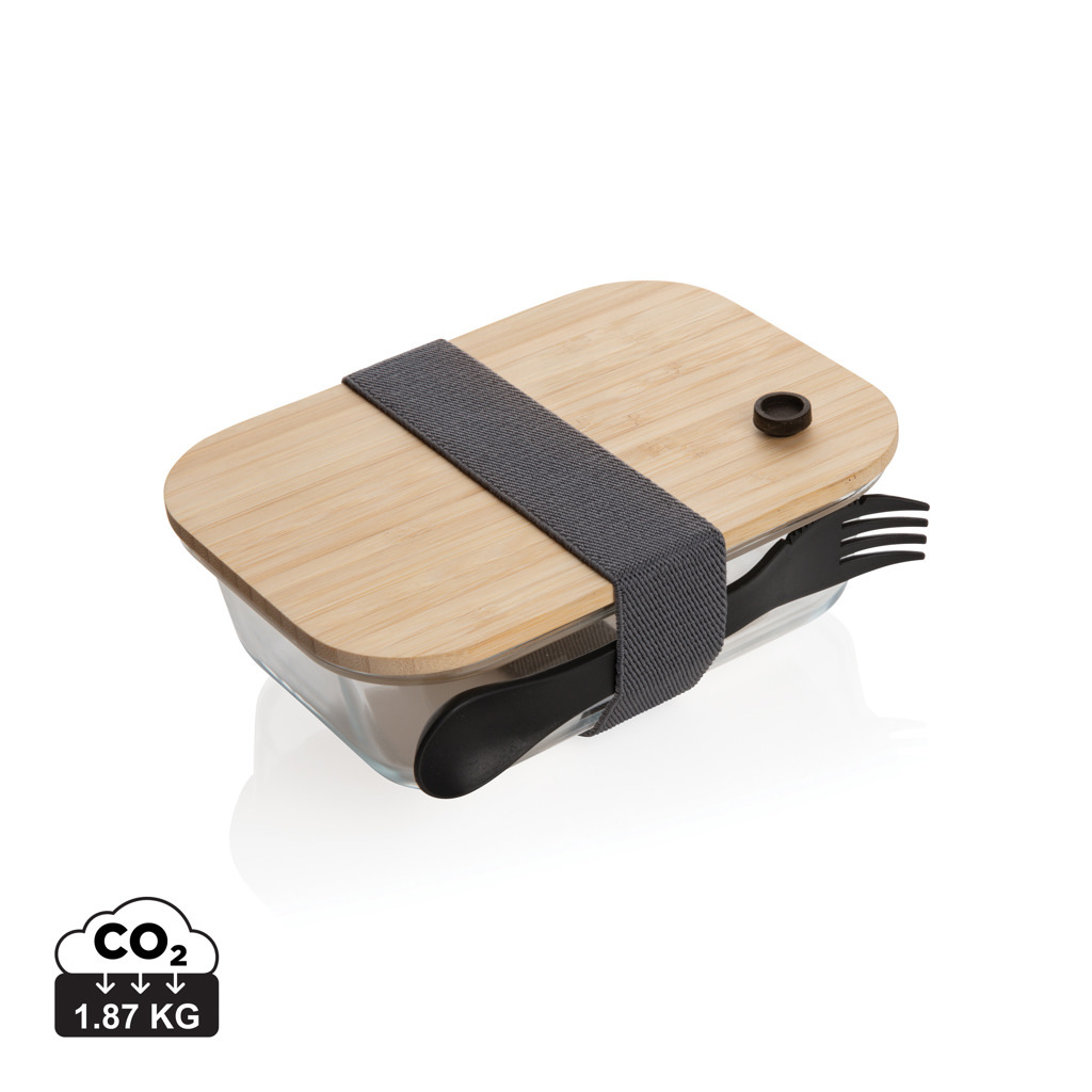 Portapranzo in vetro con tappo in bamb&ugrave; - P269.56