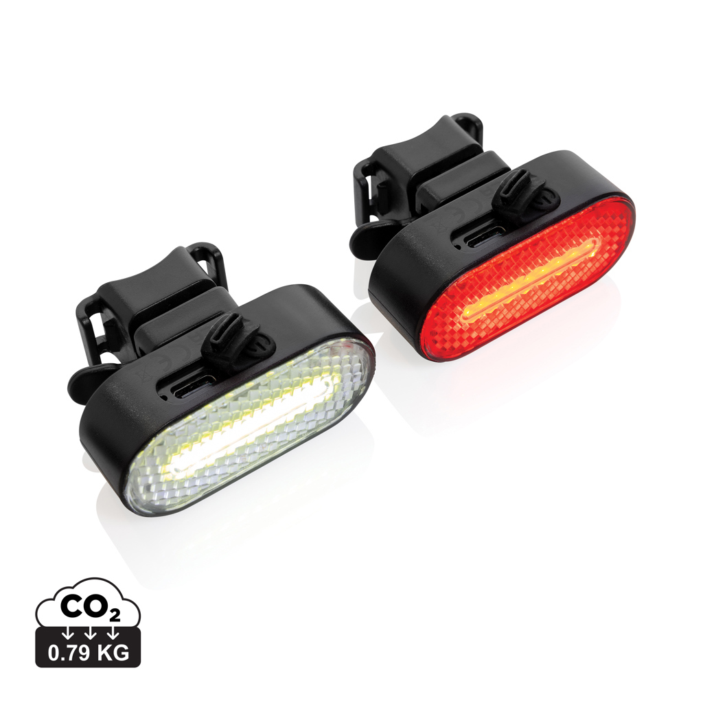 Set luci USB ricaricabili da bicicletta Lumino in rPlastica - P513.84