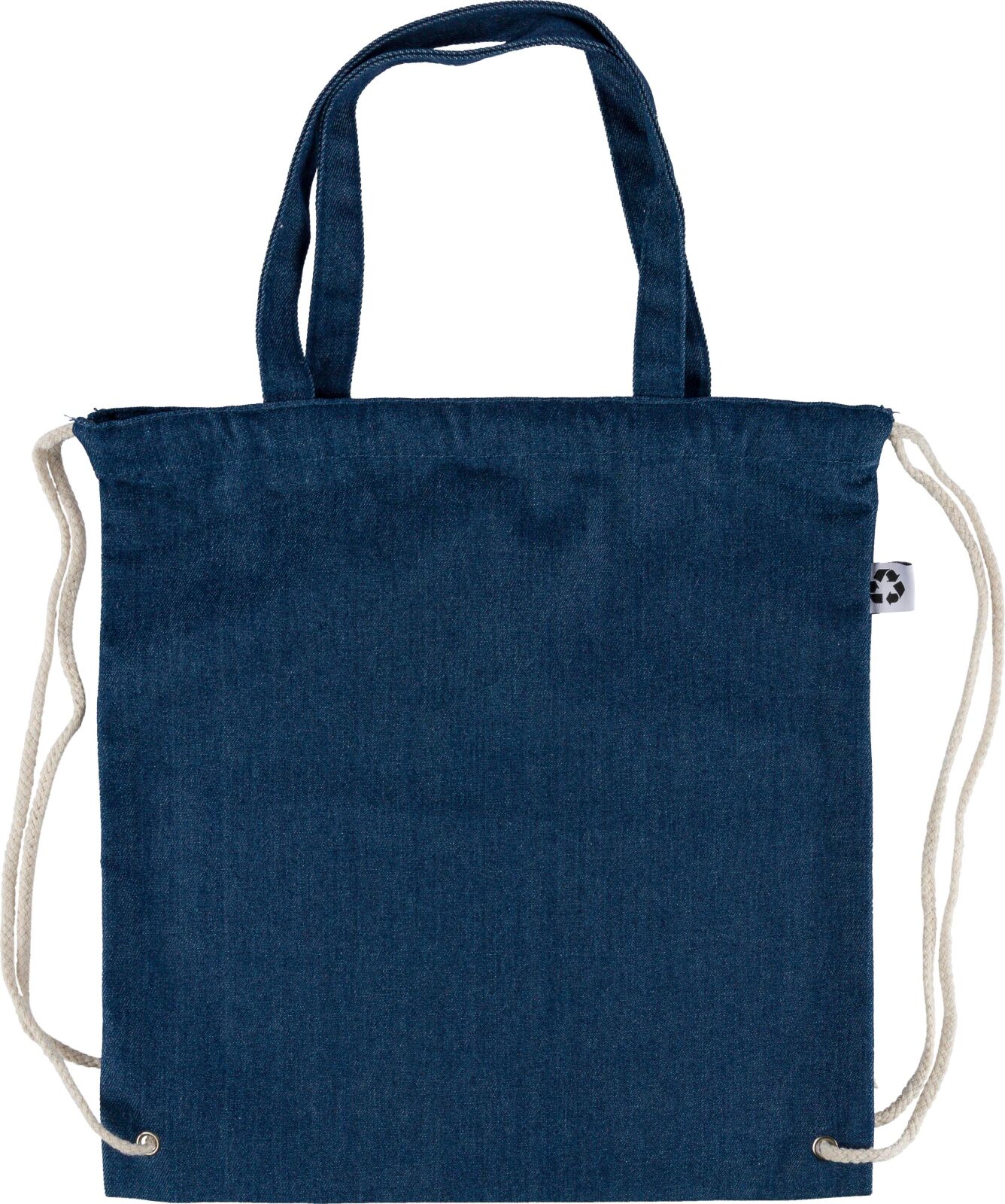 Borsa denim riciclato con coulisse Dex